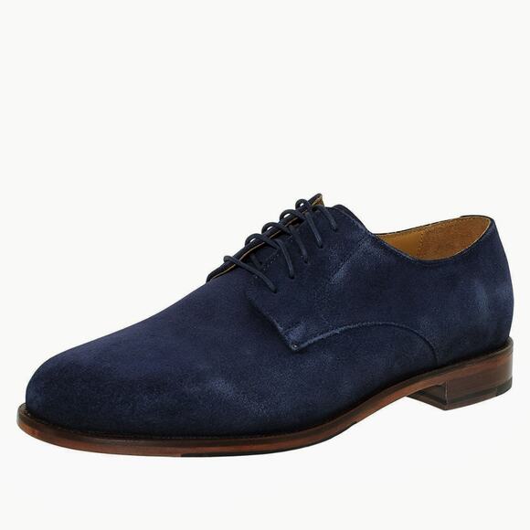 Cole Haan 8.5 M Cambridge Plain Oxford Blue Suede Leather Lace-Up Almond Toe - Picture 1 of 13